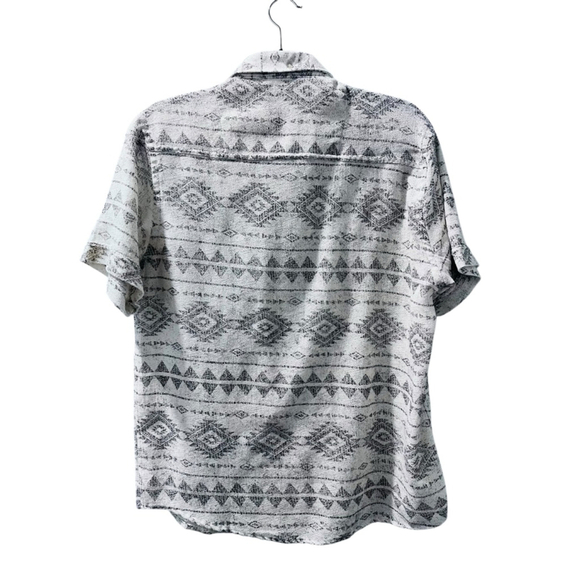 Emporio Armani Short Sleeve Button Down Casual Shirt Men's Size Large White Gray - Picture 5 of 6